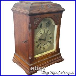 Antique Gustav Becker Oak Westminster chime clock carved case original Antique Gustav Becker Oak Westminster chime clock carved case original