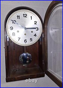 Antique HAC Hamburg America Wall Clock Regulator 8 Day Westminster Chime Working