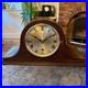 Antique HAC Westminster Chiming Mantel Clock c1930 Oak Napoleon Hat