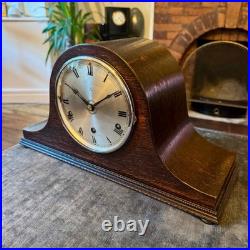 Antique HAC Westminster Chiming Mantel Clock c1930 Oak Napoleon Hat