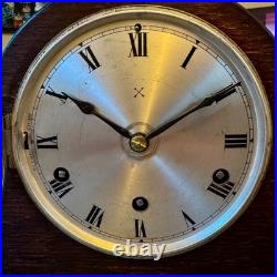 Antique HAC Westminster Chiming Mantel Clock c1930 Oak Napoleon Hat