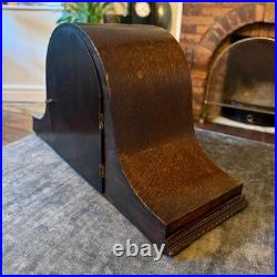 Antique HAC Westminster Chiming Mantel Clock c1930 Oak Napoleon Hat Antique HAC Westminster Chiming Mantel Clock c1930 Oak Napoleon Hat