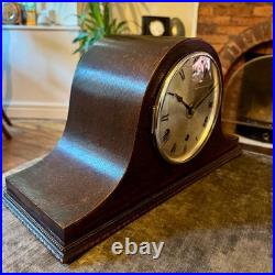 Antique HAC Westminster Chiming Mantel Clock c1930 Oak Napoleon Hat