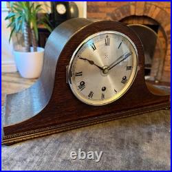 Antique HAC Westminster Chiming Mantel Clock c1930 Oak Napoleon Hat