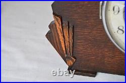 Antique Haller Foreign Art Deco Oak Cased Westminster Chime Mantel Clock