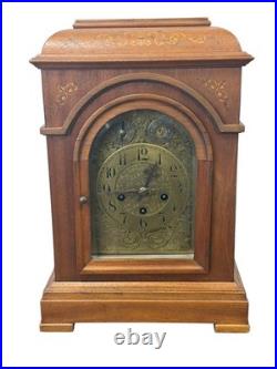 Antique Inlaid walnut Junghams Westminster chime clock Germany large