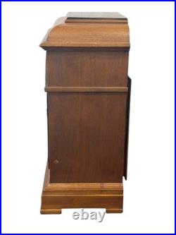 Antique Inlaid walnut Junghams Westminster chime clock Germany large Antique Inlaid walnut Junghams Westminster chime clock Germany large