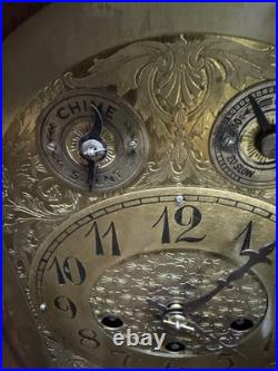 Antique Inlaid walnut Junghams Westminster chime clock Germany large