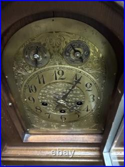 Antique Inlaid walnut Junghams Westminster chime clock Germany large