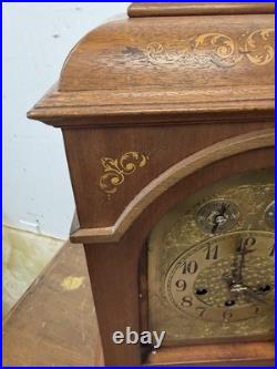 Antique Inlaid walnut Junghams Westminster chime clock Germany large