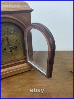 Antique Inlaid walnut Junghams Westminster chime clock Germany large