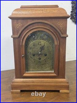 Antique Inlaid walnut Junghams Westminster chime clock Germany large