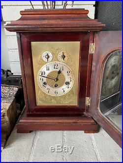 Antique JUNGHANS Mahogany Westminster Chime Shelf Mantel Clock