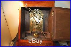Antique Junghans 1/4 hour westminster chime inlaid mantle clock runs must see