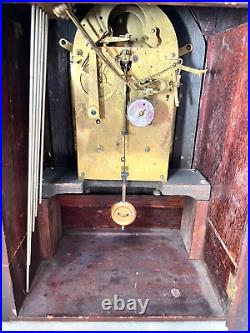 Antique Junghans 3 Wind Mantel Clock Westminster Chimes Rounded Top Case Runs