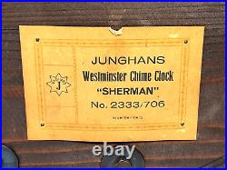 Antique Junghans 3 Wind Mantel Clock Westminster Chimes Rounded Top Case Runs