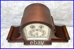 Antique Junghans 3 Wind Mantel Clock Westminster Chimes Rounded Top Case Runs