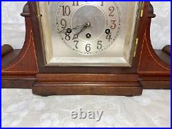 Antique Junghans 3 Wind Mantel Clock Westminster Chimes Rounded Top Case Runs