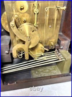 Antique Junghans 3 Wind Mantel Clock Westminster Chimes Rounded Top Case Runs