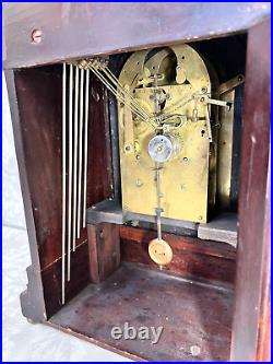 Antique Junghans 3 Wind Mantel Clock Westminster Chimes Rounded Top Case Runs