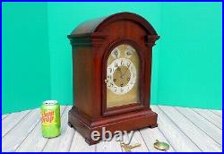 Antique Junghans 8 Day Westminster Chime Mahogany Mantel Bracket Clock AS IS