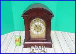 Antique Junghans 8 Day Westminster Chime Mahogany Mantel Bracket Clock AS IS