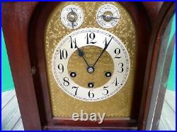 Antique Junghans 8 Day Westminster Chime Mahogany Mantel Bracket Clock AS IS