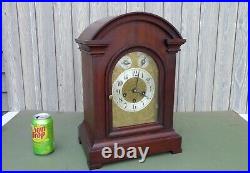 Antique Junghans 8 Day Westminster Chime Mahogany Mantel Bracket Clock AS IS