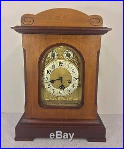 Antique Junghans Bracket Clock with Westminster Chimes Runs Impressed Case