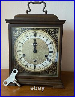 Antique Junghans Cherry Wood 1/4 Hour Chime Carriage Mantle Shelf Clock