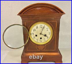 Antique Junghans Clock with Inlaid Wood Case B07 Mvmt Running, Striking, & Chiming