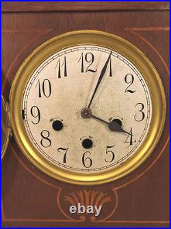 Antique Junghans Clock with Inlaid Wood Case B07 Mvmt Running, Striking, & Chiming Antique Junghans Clock with Inlaid Wood Case B07 Mvmt Running, Striking, & Chiming
