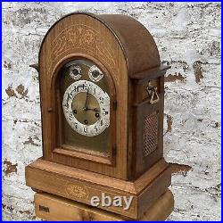 Antique Junghans Fully Working Large Mantle Clock Westminster Chime Rosewood