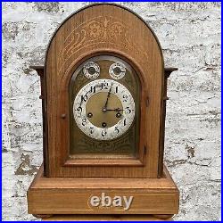 Antique Junghans Fully Working Large Mantle Clock Westminster Chime Rosewood