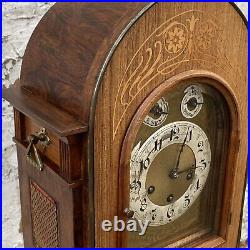 Antique Junghans Fully Working Large Mantle Clock Westminster Chime Rosewood