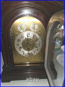 Antique Junghans German Mahogany Mantel Clock Runs Chimes And Keeps The Time A52