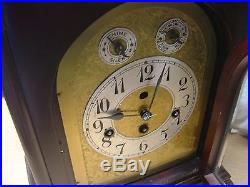 Antique Junghans German Mahogany Mantel Mantle Bracket Clock, Westminster Chimes