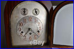 Antique Junghans German Westminster Mantle Clock-Runs & Stops. Chimes Working