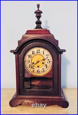 Antique Junghans Wood Mahogany Westminster Chime Bracket Mantle Shelf Clock
