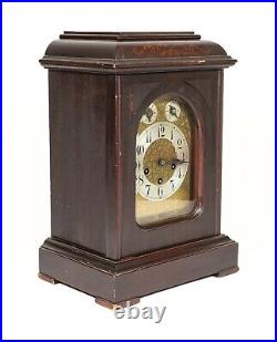 Antique Junghans Wood Mahogany Westminster Chime Bracket Mantle Shelf Clock