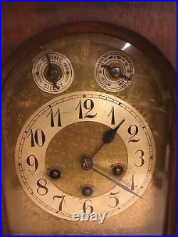 Antique Junghans Wood Mahogany Westminster Chime Bracket Mantle Shelf Clock 1920