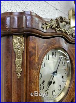 Antique Kienzle Westminster Chime Vienna Regulator Wall Clock Burl Walnut/Brass