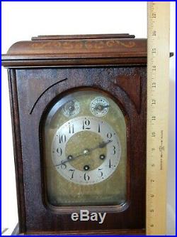 Antique Large German Junghans Bracket Mantle Clock With Westminster Chimes