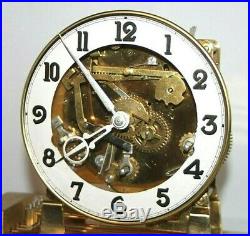Antique Large Glass Cased Triple Train German Westminster Chime Skeleton Clock