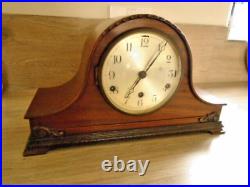 Antique Mantel Clock Mahogany case westminster chime quarter hour Silent mode