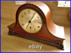 Antique Mantel Clock Mahogany case westminster chime quarter hour Silent mode