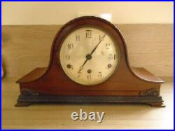 Antique Mantel Clock Mahogany case westminster chime quarter hour Silent mode