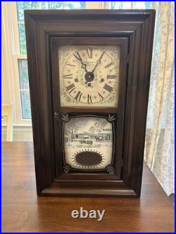 Antique New England clock wall Westminster Chimes Eight Day Spring Clock No. 234C