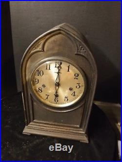Antique New Haven Cathedral Mantle Clock Westminster Chimes Gothic Beehive