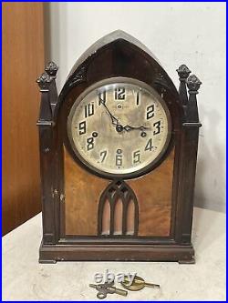 Antique New Haven Cathedral Style Westminster Chime Mantle Clock